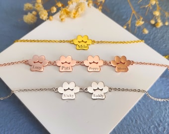 Personalized Paw Print Anklet,Paw Name Anklet,Initial Foot Bracelet,Pet Lovers Anklets,Loss Pet Names Memorial Anklet,Summer Jewelry for her