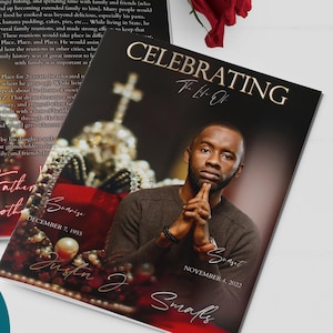 Sjabloon voor uitvaartprogramma Heavenly Crown | Gevouwen, 8 pagina's, bewerkbaar, 8,5 x 11, 11 x 17 inch