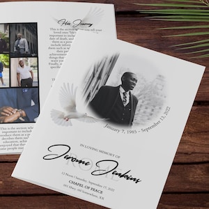 Eenvoudig uitvaartprogramma | Gevouwen, 4 pagina's, bewerkbaar, 8,5 x 11, 11 x 17 inch