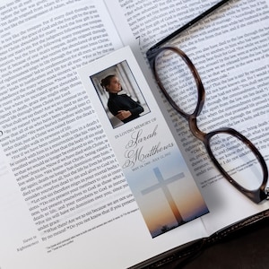 Sunset Cross Memorial Bookmark Template | Front Back Printable, Editable, 2x6,2.5x7