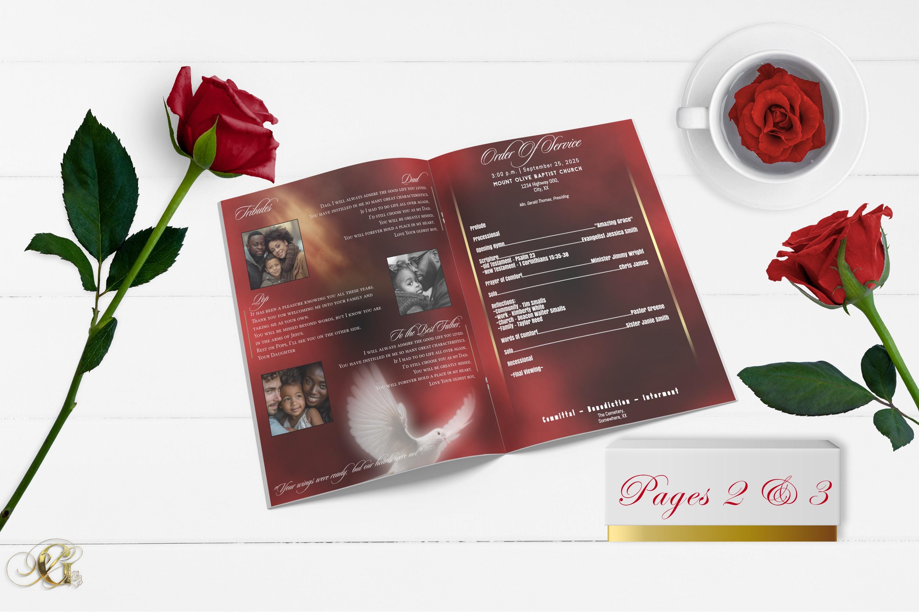 Red and Black Funeral Program, 8 Page - Etsy