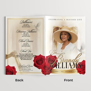 Red Roses Funeral Program, 8 Page 11x17, 8.5x11 - Etsy