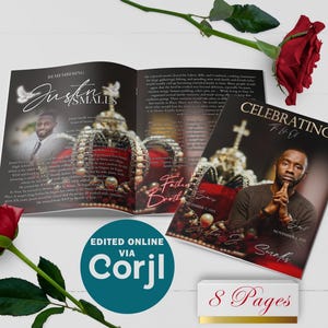 Heavenly Crown Funeral Program Template | Bi-Fold, 8 Page, Editable, 8.5x11, 11x17