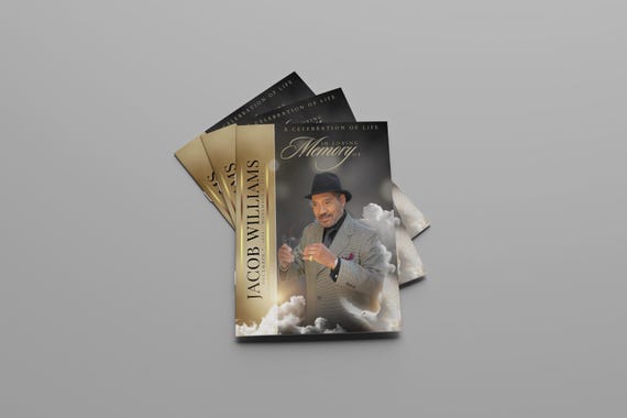 Black and Gold Obituary Template, 8 Page