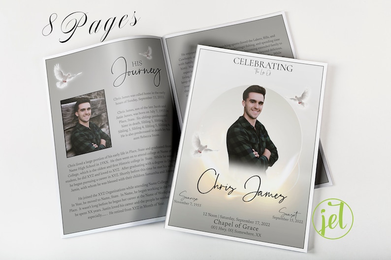 Modern Funeral Program Template Bifold 8 Page Editable Etsy Modern Funeral Program Template Bifold 8 Page Editable Etsy