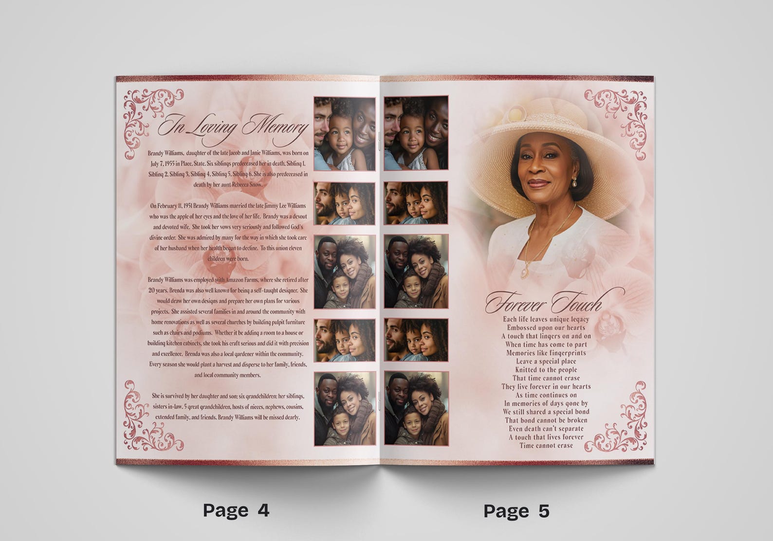 Rose Gold Program Rose Gold Funeral Program, 8 Page 11x17, 8.5x11 - Etsy