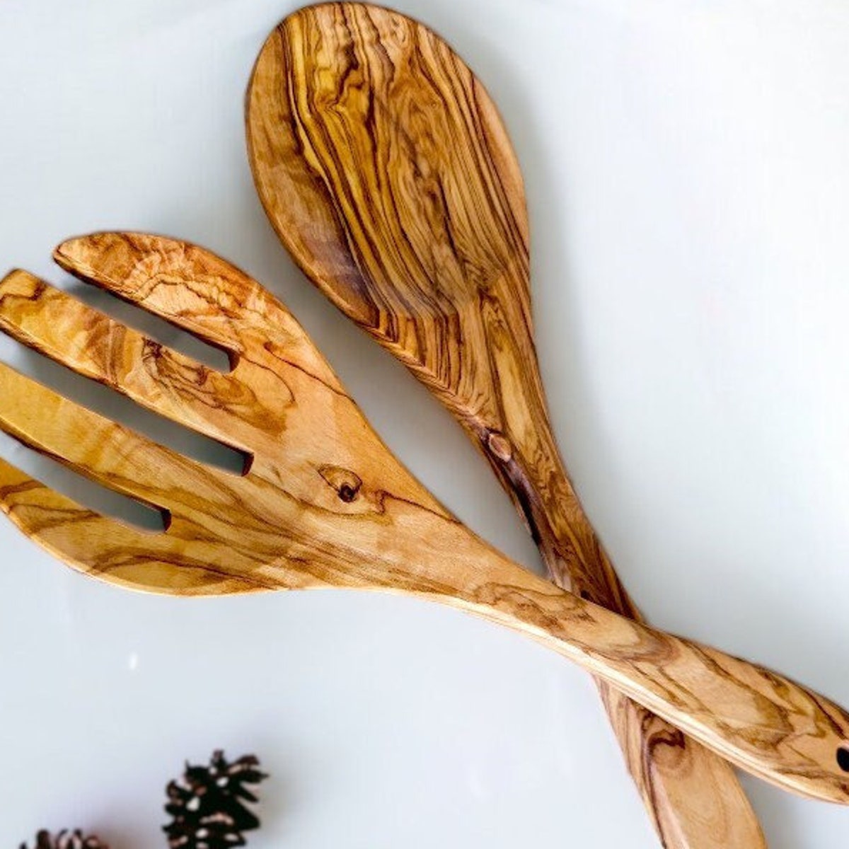 Olive Wood Salad Cutlery 26cm - Etsy