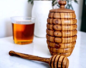 Pot à miel en bois d'olivier 13 cm