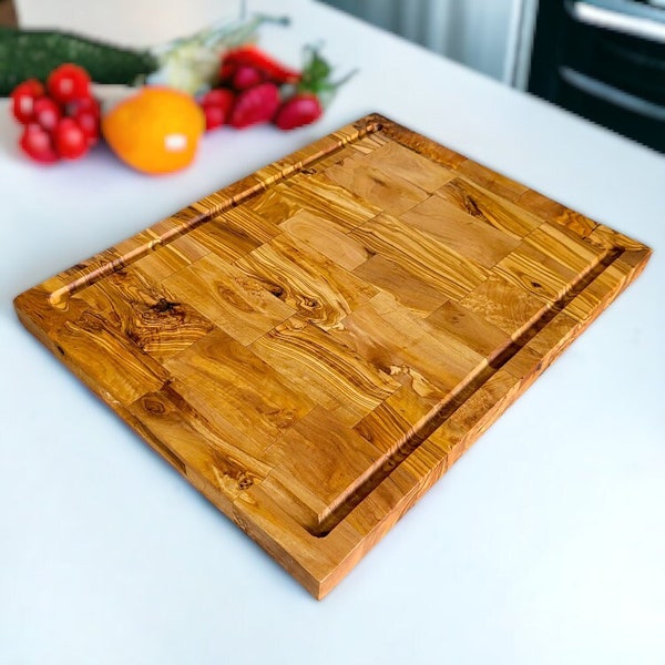 Olive Wood chopping board, End Grain Cutting Board, Sustainably Sourced, Eco-Friendly, handmade, gift for parents, wedding gift