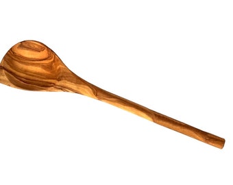 Olive Wood Pointed Stirring Rice Cooking Spoon with Round Handle 30 cm