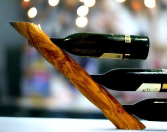 Olive Wood Round Bottle Holder 3 Holes, Wine Bottle Holder, bar accessories, wine lovers