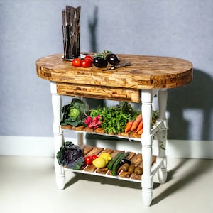 Olive Wood butcher block island, Table Butcher Block, Kitchen Cart, kitchen island, gift for parents, wedding gift, gift