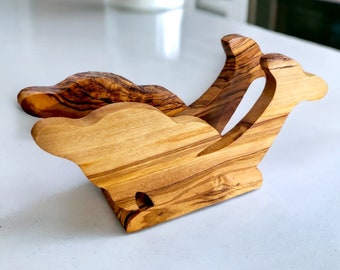 Olive Wood Fish Shaped napkin Holder