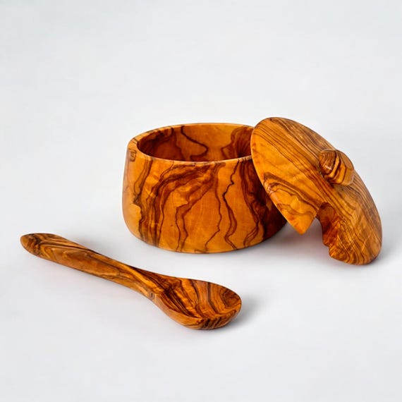 Zuccheriera o formaggiera in legno di ulivo - Arte Legno