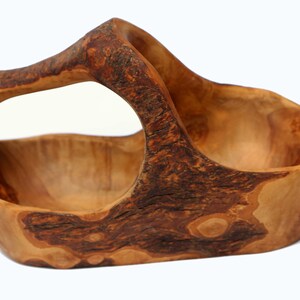 Olive Wood Wooden Decorative Fruit Basket/Bowl with Handle image 7