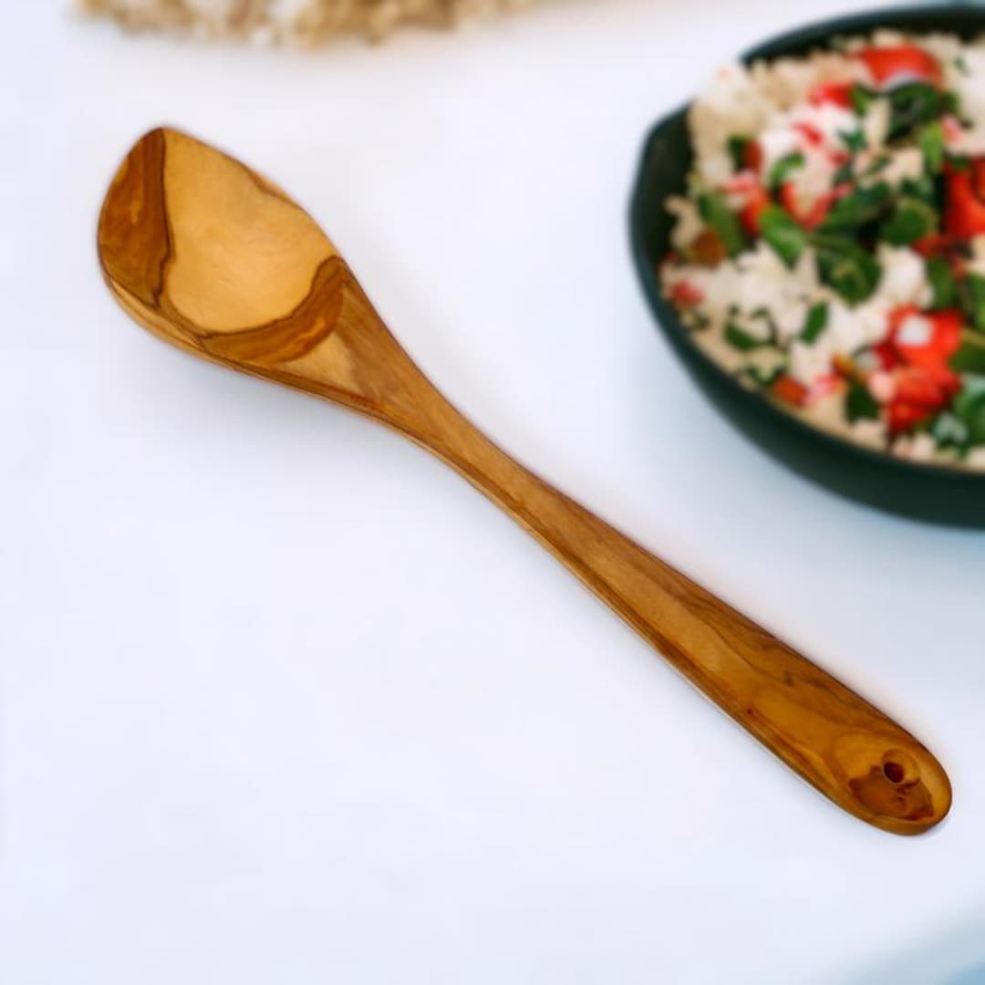 Olive Wood Pointed Stirring Rice Cooking Spoon With Flat Handle 30 Cm ...