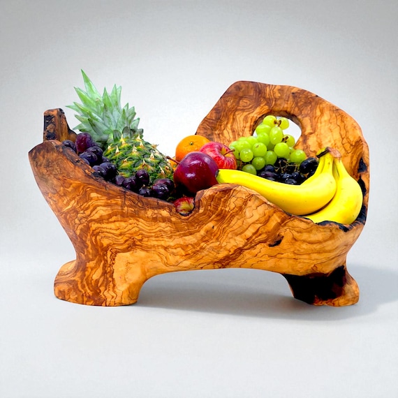 素朴なオリーブの木のフルーツバスケット、傑作、センターピース