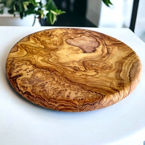 Olive Wood Set of Round Wooden Plate with Round Edge, plate set, kitchen, restaurant, Sustainably Sourced, Eco-Friendly, handmade, gift