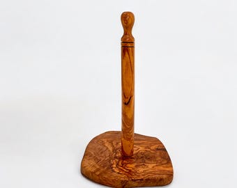Olive Wood Kitchen Paper Roll Holder 30 cm