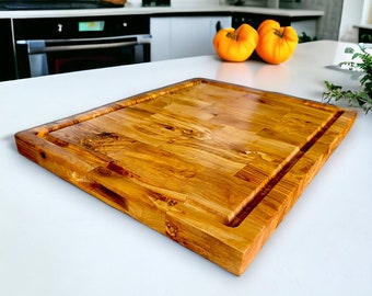 Olive Wood End Grain Chopping/Cutting Board | Large Heavy Rectangular Charcuterie W/ Drip Catching Groove  | Various Sizes