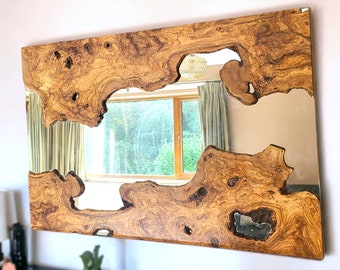 Olive Wood Framed Wooden Wall Mirror | Unique Showpiece & Impressive Gift Idea