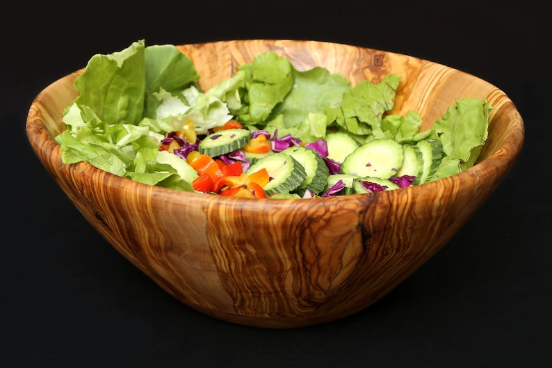 Olive Wood Large Handcrafted End Grain Centre Piece Wooden Salad Bowl image 6