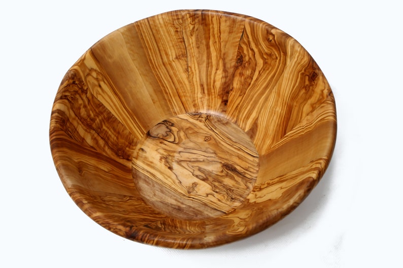 Olijfhout Grote handgemaakte houten slakom in het middenstuk afbeelding 8