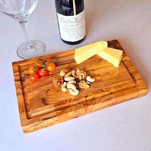 Personalised Olive Wood End Grain Chopping/Cutting Board | Large Heavy Rectangular Charcuterie W/ Drip Catching Groove | Various Sizes