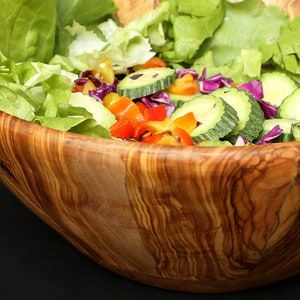 Olive Wood Large Handcrafted End Grain Centre Piece Wooden Salad Bowl image 7