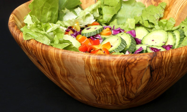 Olive Wood Large Handcrafted End Grain Centre Piece Wooden Salad Bowl image 7