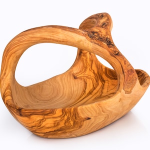 Olive Wood Wooden Decorative Fruit Basket/Bowl with Handle image 1