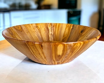 Olive Wood Large Handcrafted End Grain Centre Piece Wooden Salad Bowl