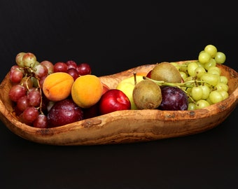 Olive Wood Flat Fruit Basket