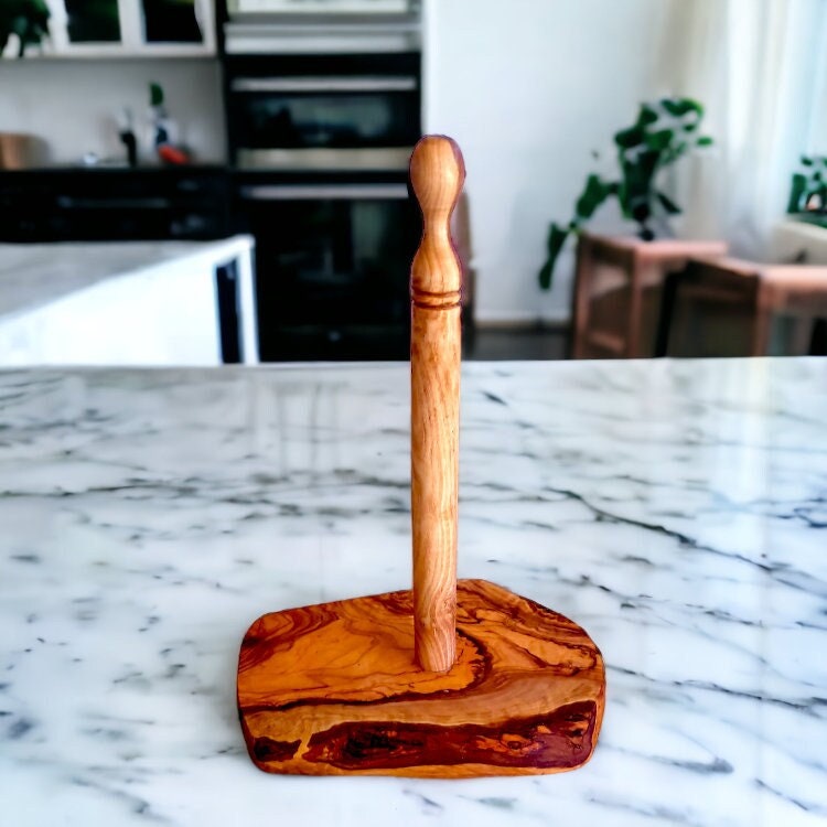 Olive wood paper towel holder best sale