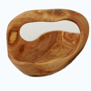 Olive Wood Wooden Decorative Fruit Basket/Bowl with Handle image 3