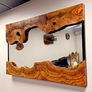 Olive Wood Framed Wooden Wall Mirror | Unique Showpiece & Impressive Gift Idea