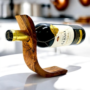 Olive Wood Wave Bottle Holder 30 cm, wine bottle holder, barware, accessories, gift for parents, gift