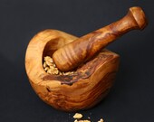 Olive Wood Natural Mortar Pestle 15 cm