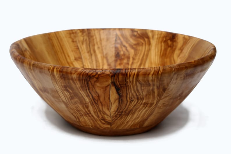 Olive Wood Large Handcrafted End Grain Centre Piece Wooden Salad Bowl 35 cm