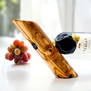 Olive Wood Round Bottle Holder 1 Hole, wine bottle holder, bar accessories, wine lovers, gift