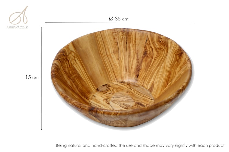 Olive Wood Large Handcrafted End Grain Centre Piece Wooden Salad Bowl image 4