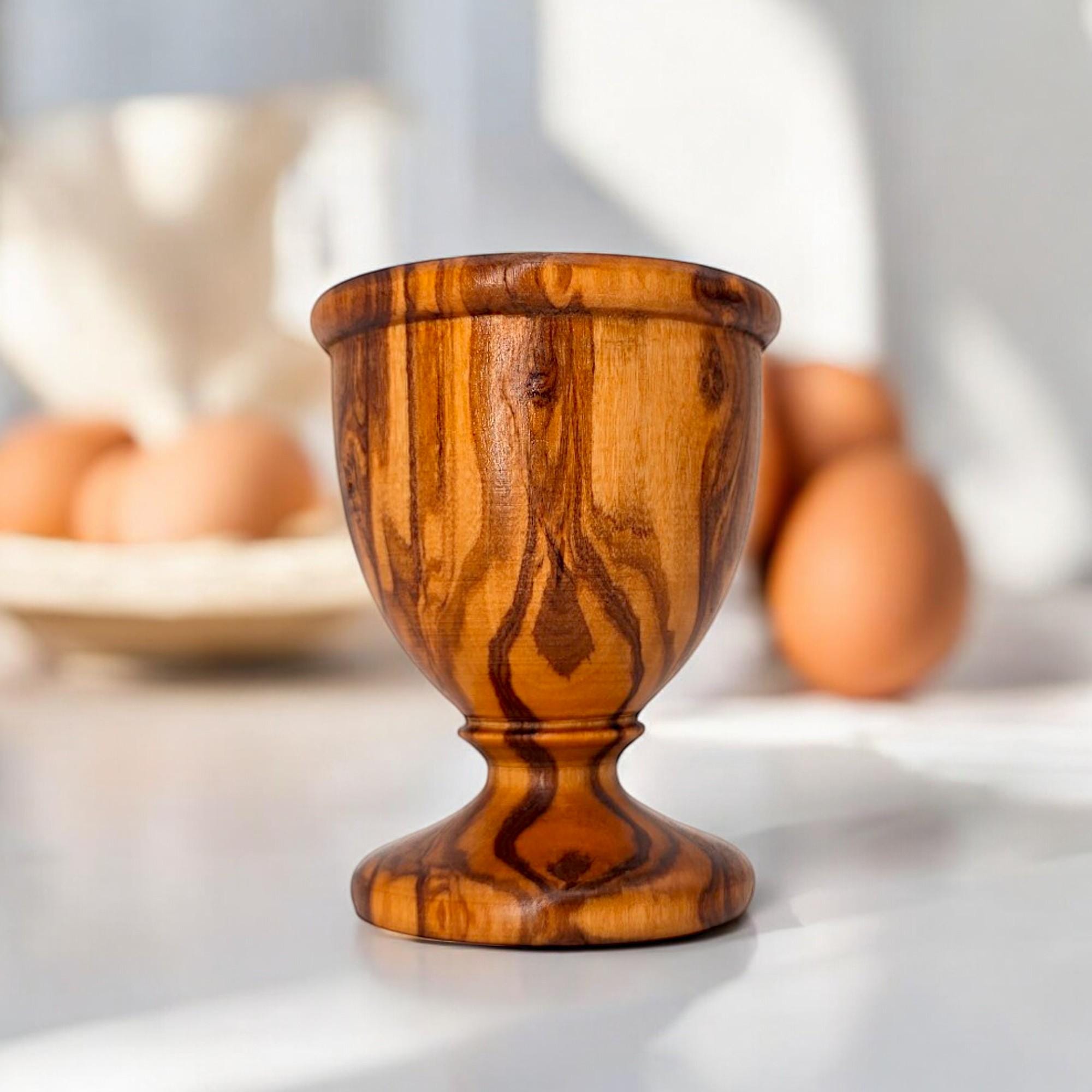 Coquetier En Bois D'Olivier Fait Main - Support à Œufs Unique, Mini Gobelet Déco - Pièce Unique Artisanale - 3