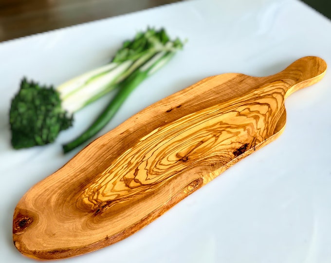 Olive Wood  Rustic Cutting Board with Handle