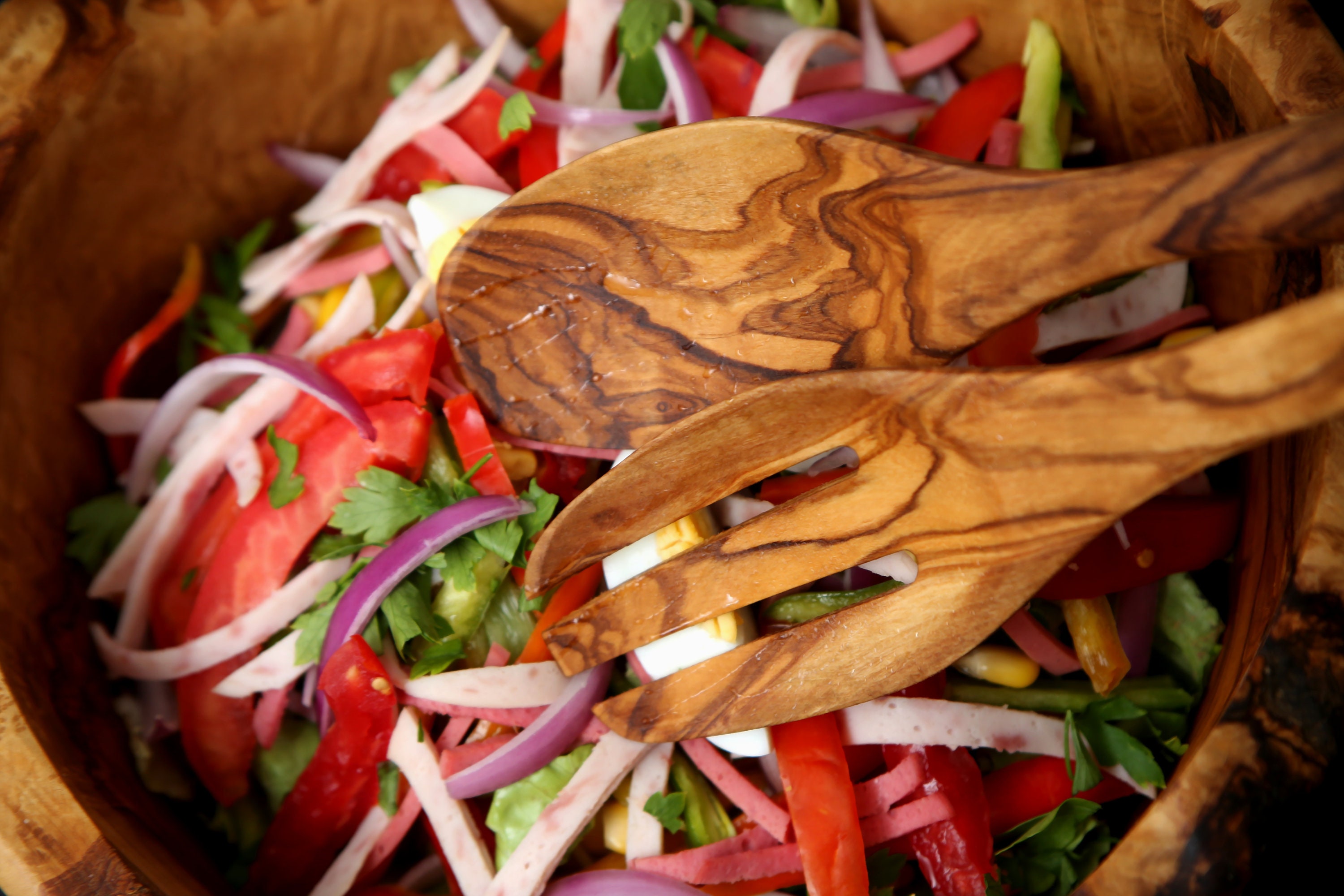 Set Di Posate Per Insalata In Legno D'ulivo Personalizzabili – Fatte A Mano, Lunghe 36 Cm, Con Incisione, Regalo Unico - 3