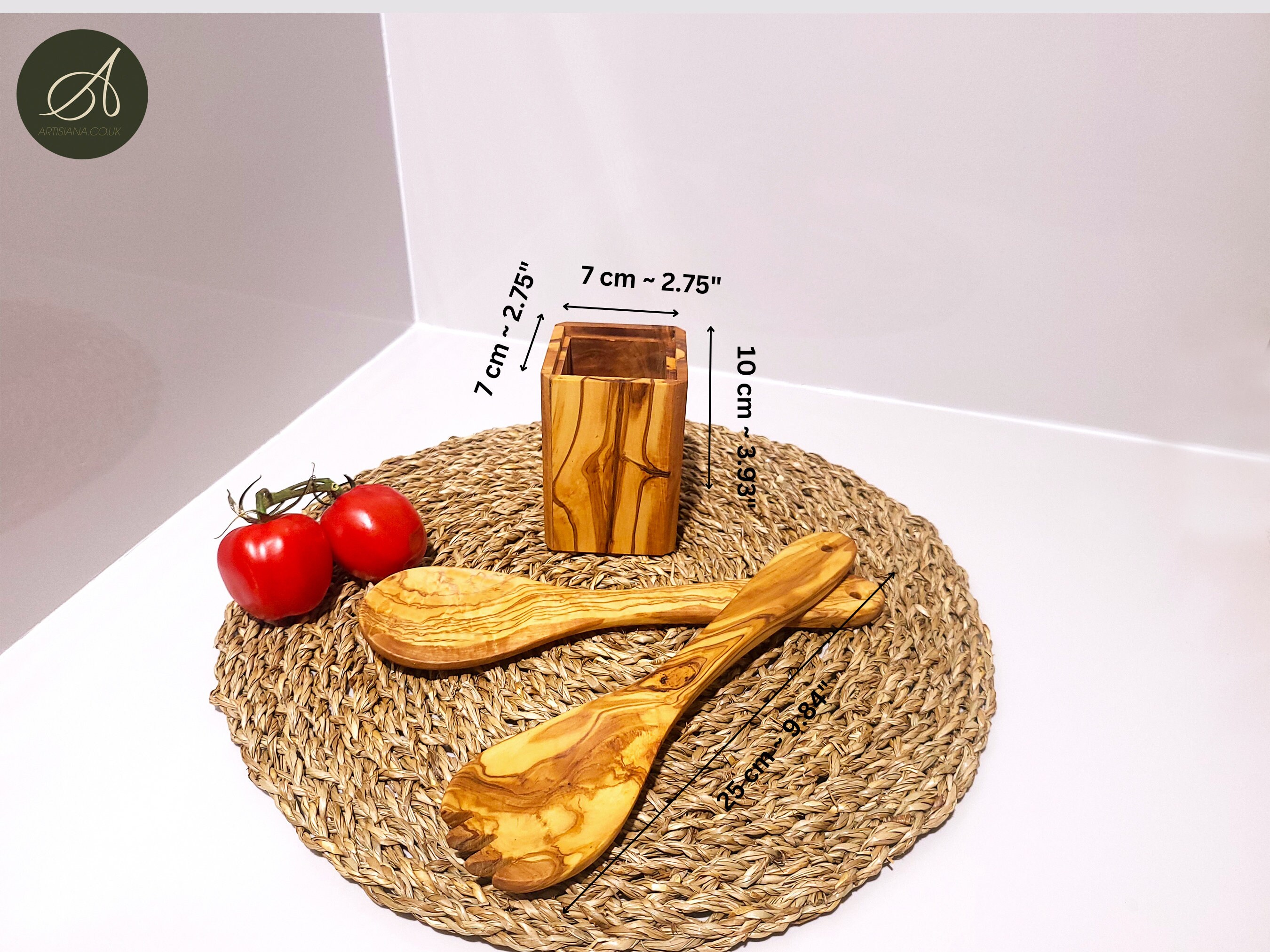 Generisch Cobra - Set di 2 posate da insalata, lunghezza 25/30/35 cm, a scelta, in legno d'ulivo lavorato a mano (35 cm