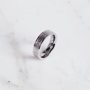 Roman Numerals Stainless Steel Ring | Edgy and Unique Men&#39;s Jewellery | Modern Silver & Gold Jewelry