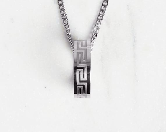 GREEK KEY NECKLACE SILVER W/CHAIN & SNAKE CHAIN – The Shop at The Collection
