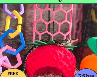 Snake Hide Strawberry Hut : Reptile Enrichment functional decor