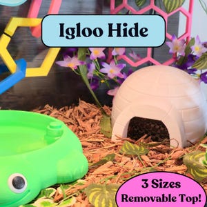Reptile Humid Hide | Igloo Hide for Gecko & Snake Enrichment | Cozy Arctic-Themed Terrarium Decor |