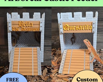 Bearded Dragon Bug Castle Feeder: Reptile Habitat Food Dish with Suction Cups